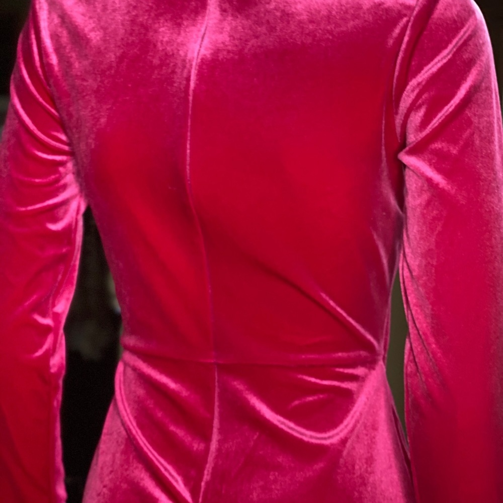 Fuchsia Velvet Cut Out Mini Dress - Picture 7 of 8
